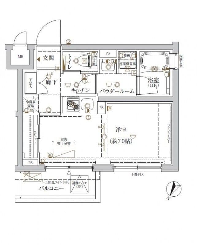クレイシア新宿ノース 201 間取り図