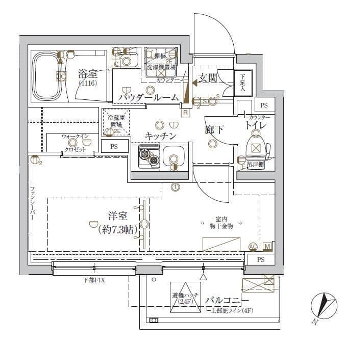 クレイシア新宿ノース 202 間取り図