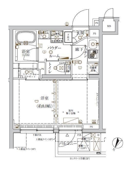 クレイシア新宿ノース 304 間取り図