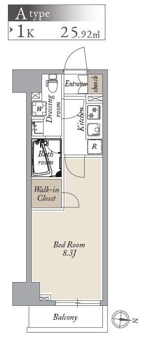 アジールコート両国北斎通 0708 間取り図