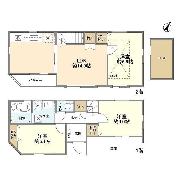高田馬場4丁目貸家 33.5万円/入力なし/なし 間取り図