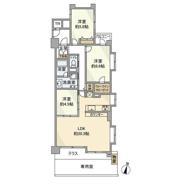 ライオンズヴィアーレ北綾瀬弐番館 106 間取り図