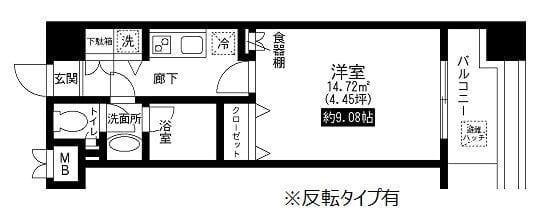 レジディア上野池之端 407 間取り図