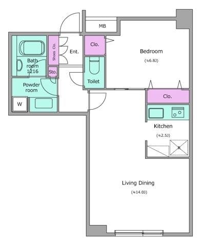 レジディア西麻布 0508 間取り図
