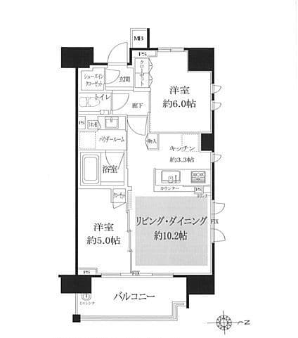 シティハウス蔵前ステーションコート 1304 間取り図