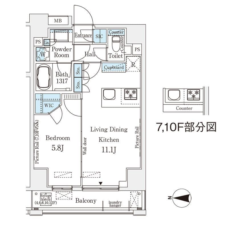 ムニレジデンス上野 804 間取り図