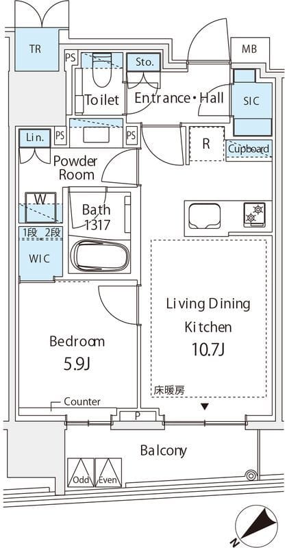 ミレアコート銀座プレミア 1202 間取り図