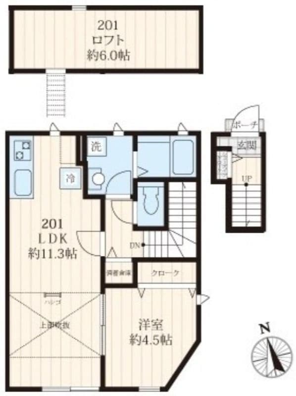 ソレイユ南馬込 201 間取り図