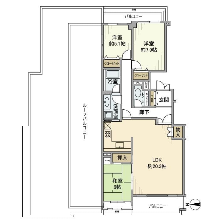 コスモ池上エクセラ 304 間取り図