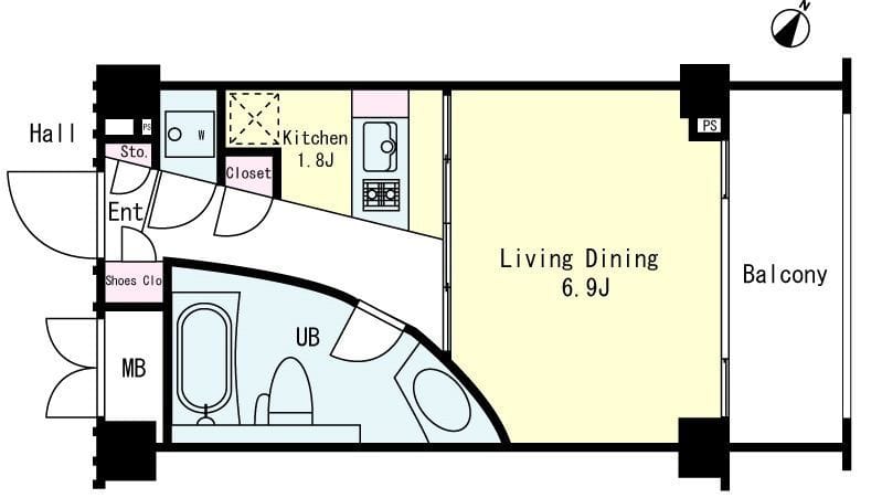 シンシア三軒茶屋レジデンスカフェ 402 4階 11.4万円/10,000円/なし 間取り図
