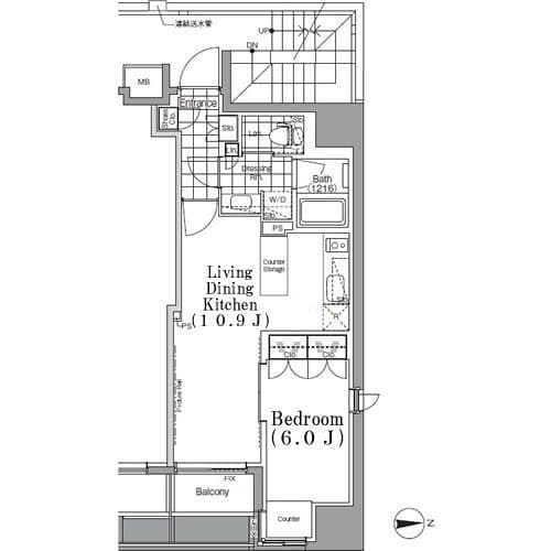 ザ・パークハビオ 蔵前 1304 間取り図