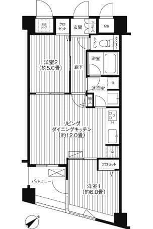 コスモリード新宿余丁町 406 間取り図
