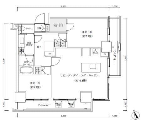 パークキューブ愛宕山タワー 1703 間取り図