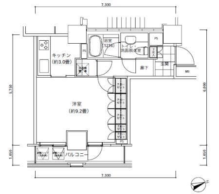 パークキューブ愛宕山タワー 1804 間取り図