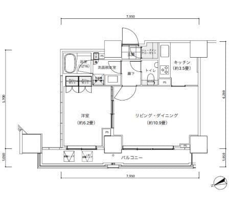 パークキューブ愛宕山タワー 201 間取り図