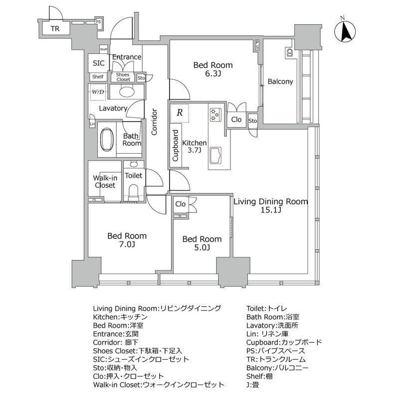 白金ザ・スカイ E棟 2111 間取り図