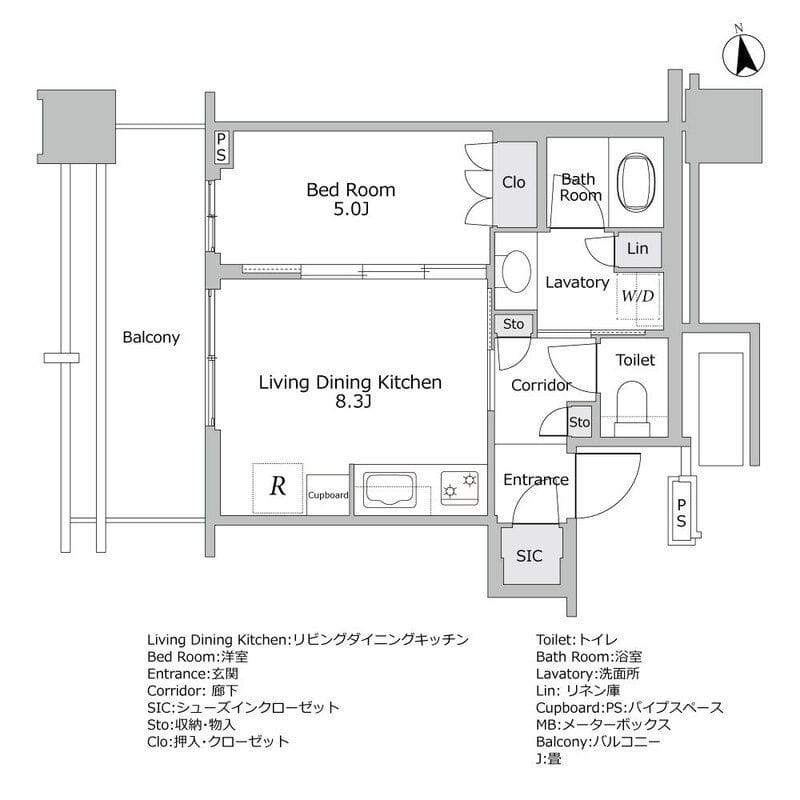 白金ザ・スカイ E棟 801 間取り図