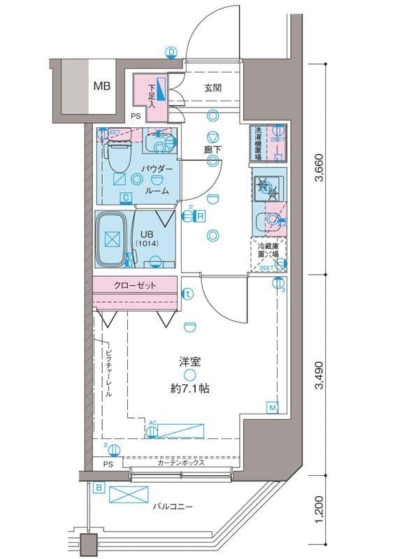ガリシア新宿NorthⅡ 701 間取り図