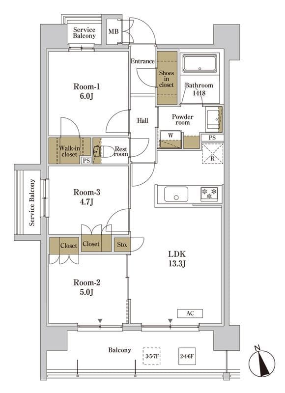 RJRプレシア川口 601 間取り図