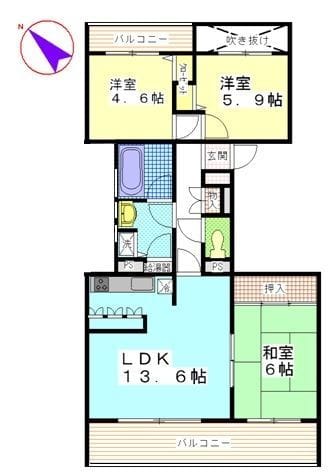 ハイツ東戸塚Ⅱ B棟 204 間取り図