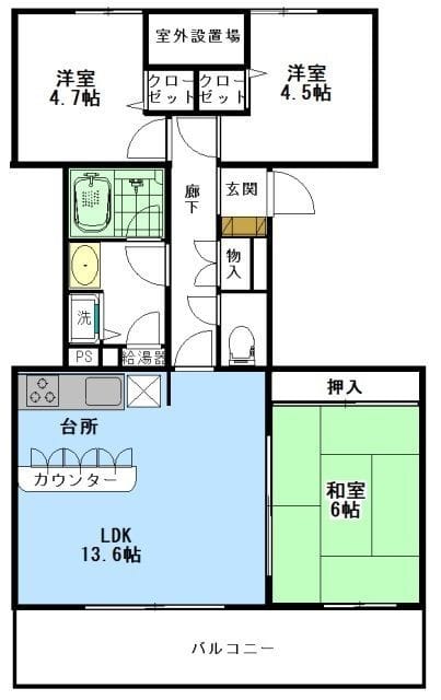 ハイツ東戸塚Ⅱ B棟 405 間取り図