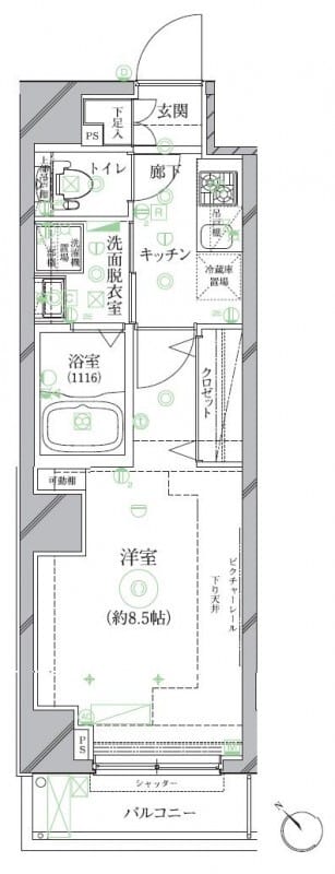 クレイシア世田谷野沢 104 間取り図