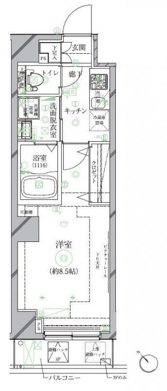 クレイシア世田谷野沢 204 間取り図