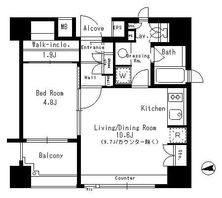 パークアクシス神楽坂ステージ 608 間取り図