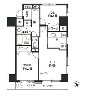 エステ-ジ築地 0304 間取り図