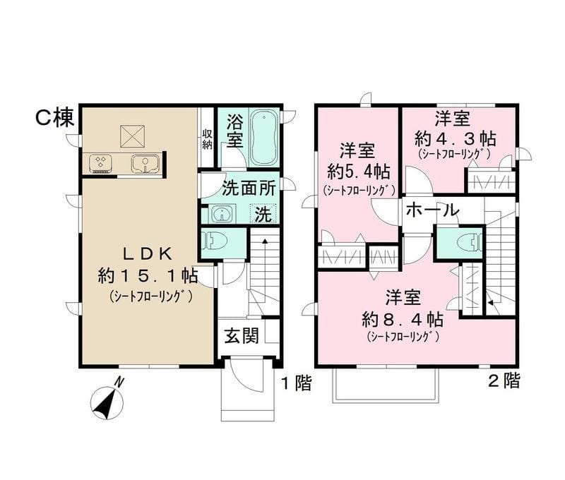 Le Domaine K C棟 17.9万円/入力なし/3,000円 間取り図