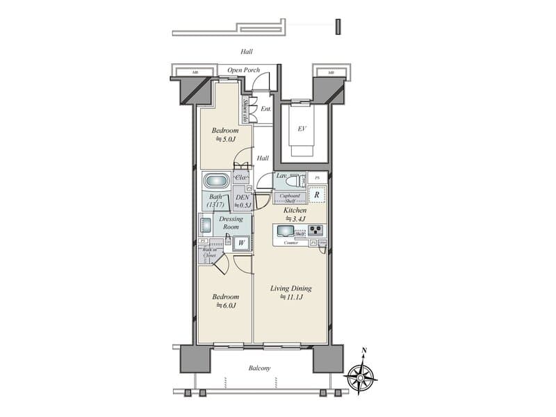 Brillia辰巳 CANAL TERRACE 1303 間取り図