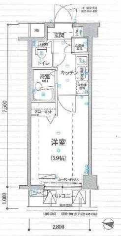 リヴシティ新宿壱番館 302 間取り図