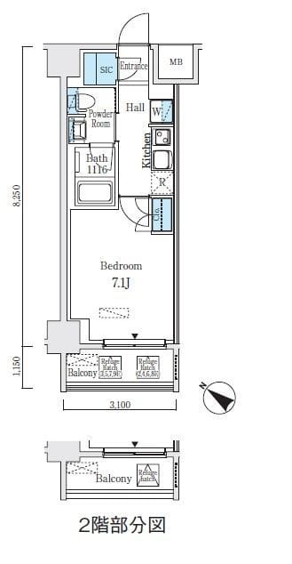 アジュールテラス日本橋浜町 703 間取り図