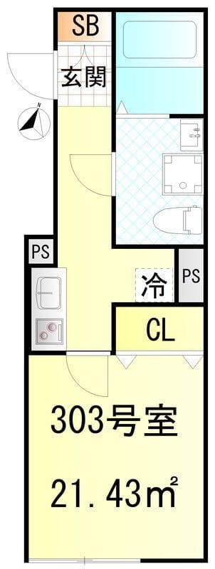 CFジオーレ北綾瀬テラス 303 間取り図