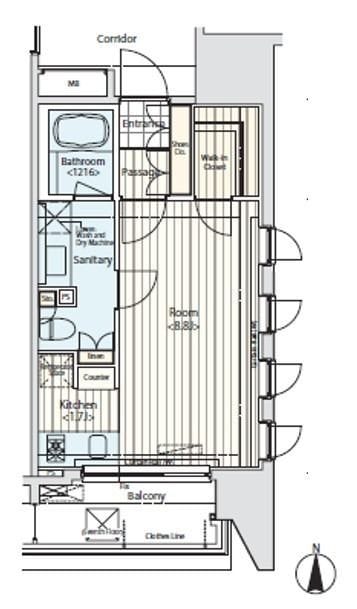 イプセ蒲田 1201 間取り図