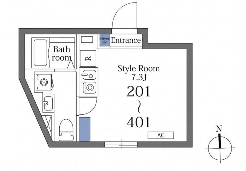 ラターシュ町屋 201 間取り図