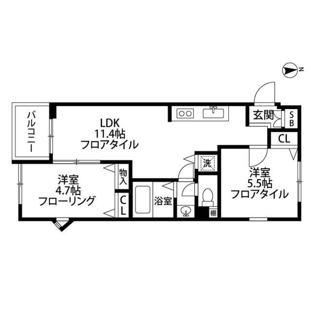 オーシャン本牧 203 間取り図