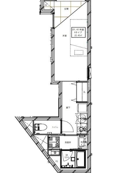 ミライズ中野江原町 401 間取り図