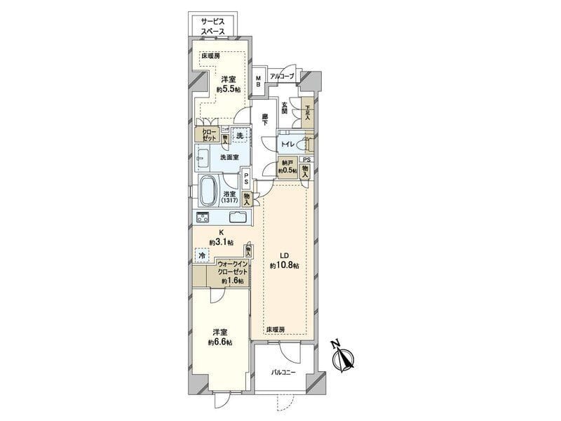 ジオ市谷仲之町 201 間取り図