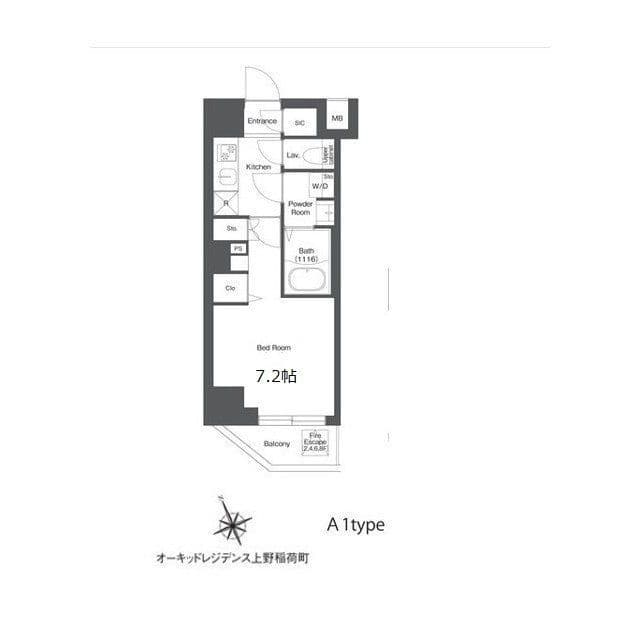 オーキッドレジデンス上野稲荷町 402 間取り図