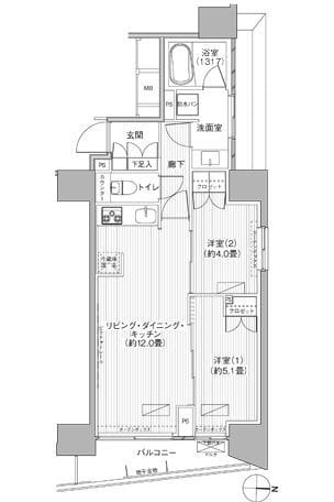 ヒューリックレジデンス新御茶ノ水 1205 間取り図