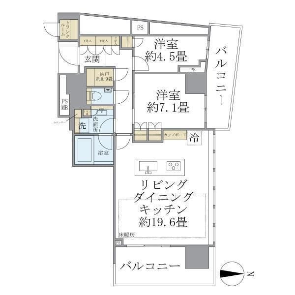 BrilliaTower池袋 2211 間取り図