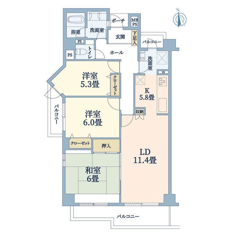 ロイヤルヒルズ上大岡 1棟 306 間取り図