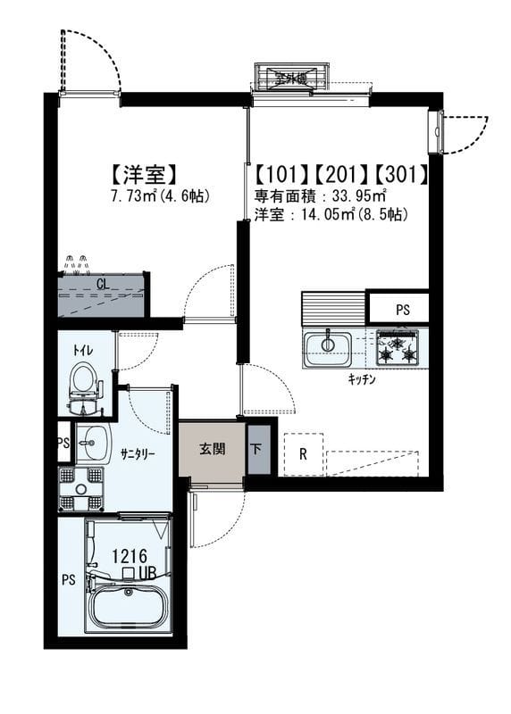 イクシオ南台 101 間取り図