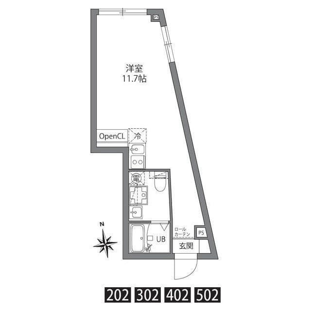 アザレア王子本町 302 間取り図