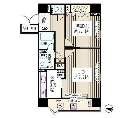 ハイクラッセ日本橋浜町 202 間取り図