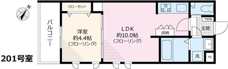 フロイデ文京千石 201 間取り図