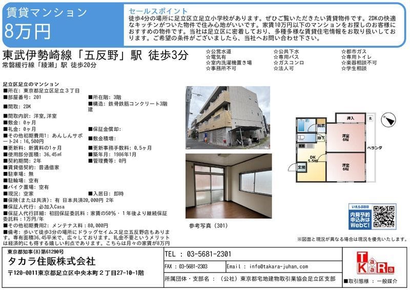 五反野シルバーハイツ 201 間取り図