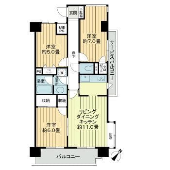 ライオンズマンション東川口AKAO 0101 間取り図