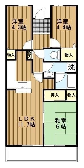 ヒルズ南戸塚3号棟 3-302 間取り図